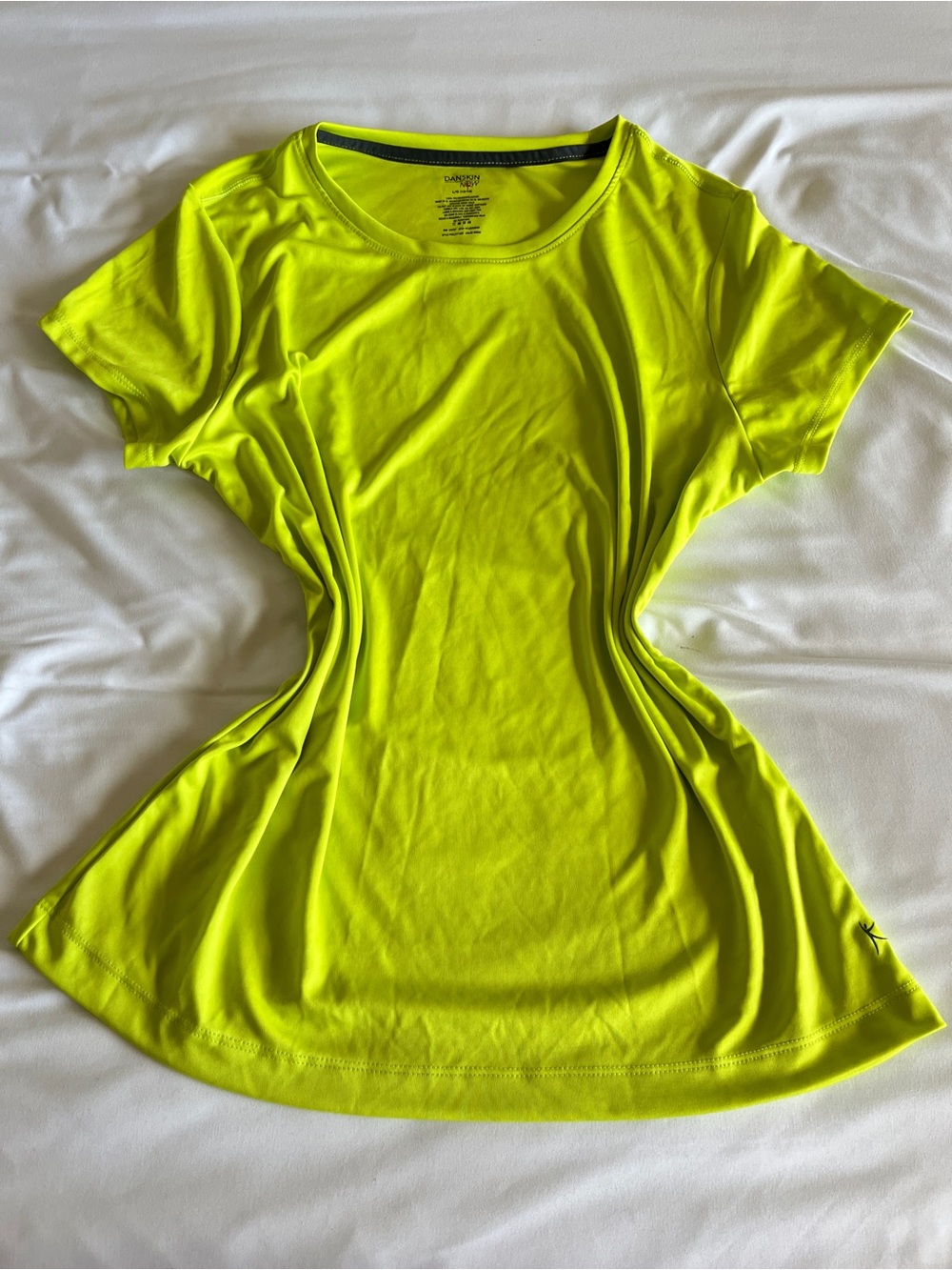 Neon Green Danskin Now Short Sleeve Activewear Tee Size L